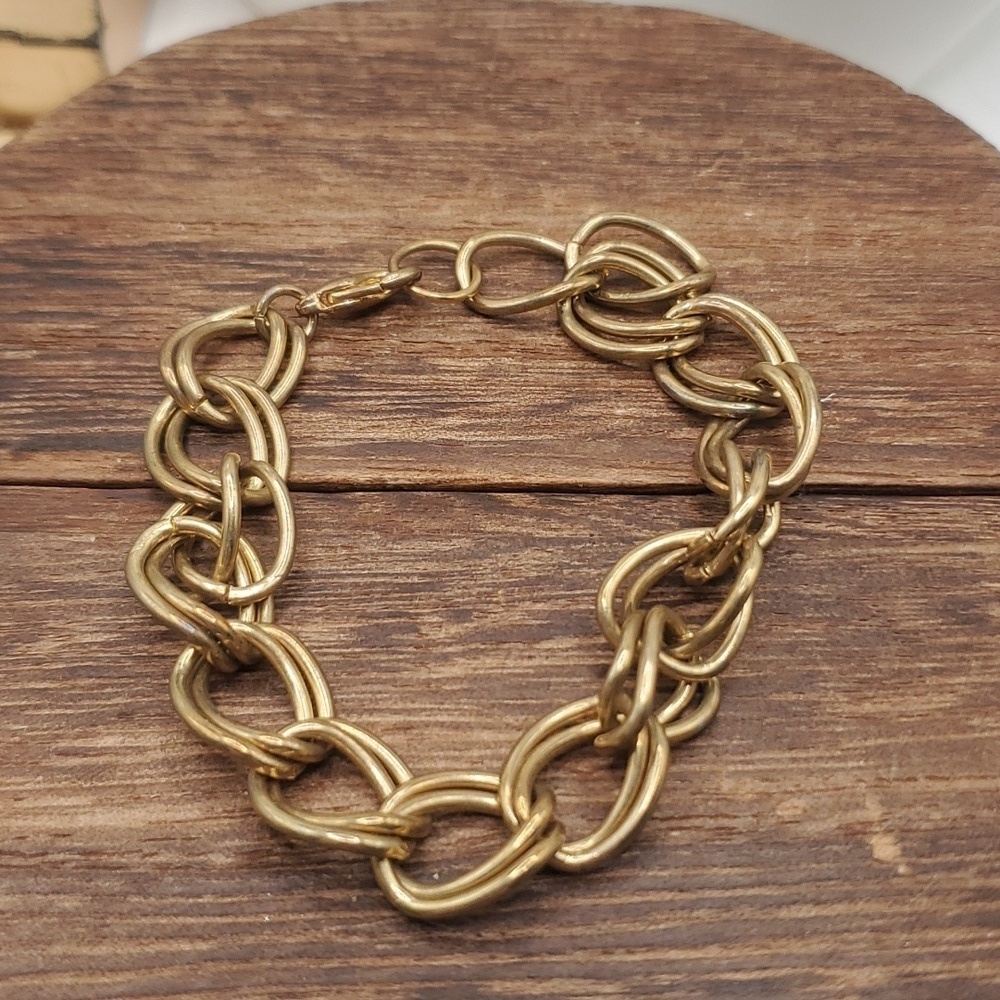 B2436 gold tone link chain bracelet trendy